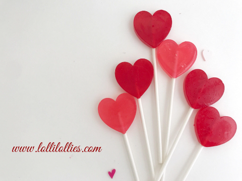 Red Hearts Lollipops - Set of 10