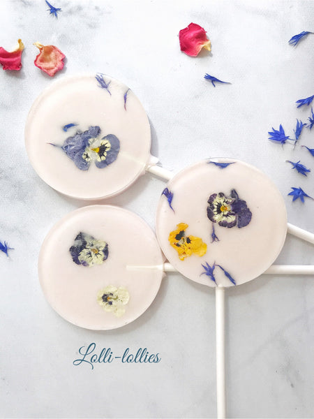 Pansy Flower Lollipop - Flower Favor Lollipop - Viola Flower lollipop  - Bridal Shower Favor - Edible Flowers Lollipop - Lollilollies - 6