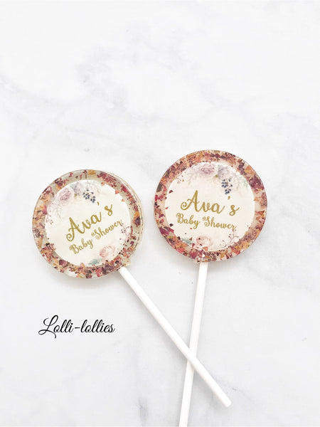 Personalized Rose Petals  Lollipops - Set of 6
