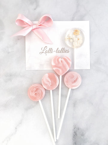 Strawberry and Cream Lollipops -  Spring Wedding Favor - Summer Wedding -  Pink and White Wedding Favor - Pink birthday favor - Lollilollies