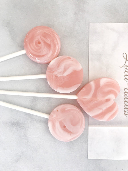 Strawberry and Cream Lollipops -  Spring Wedding Favor - Summer Wedding -  Pink and White Wedding Favor - Pink birthday favor - Lollilollies
