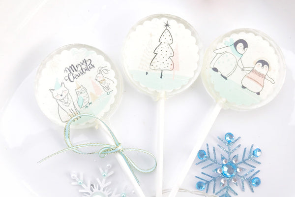 New! Christmas Lollipops - Holiday Lollipops - Christmas stocking-  Christmas Gift - Holiday Favors  - Lollipops -Set of 6