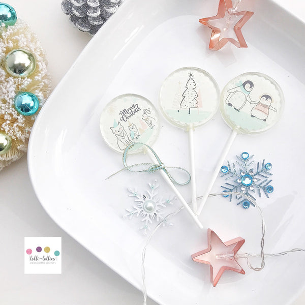 New! Christmas Lollipops - Holiday Lollipops - Christmas stocking-  Christmas Gift - Holiday Favors  - Lollipops -Set of 6