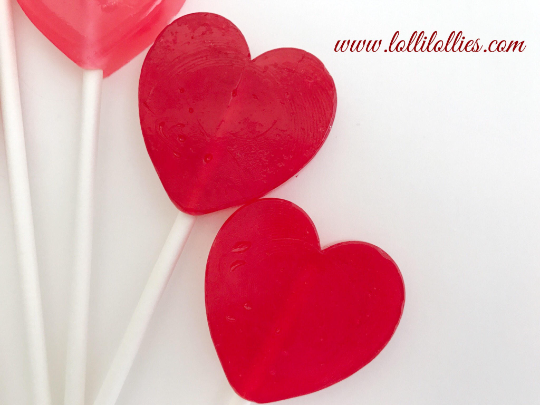 Red Hearts Lollipops - Set of 10