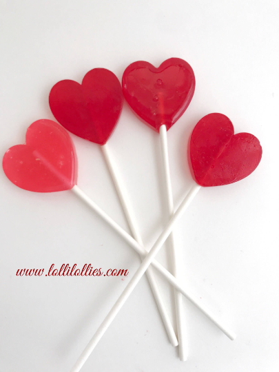 Red Hearts Lollipops - Set of 10