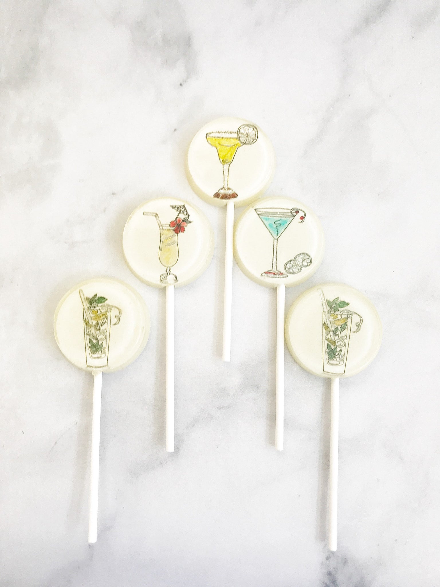 Party Favor Lollipops - Cocktail Favor Lollipop - Hand Painted  - Wedding Favor Lollipop - Party supplies - Party Candy Favor - Set of 6