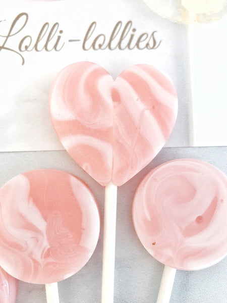 Strawberry and Cream Lollipops -  Spring Wedding Favor - Summer Wedding -  Pink and White Wedding Favor - Pink birthday favor - Lollilollies