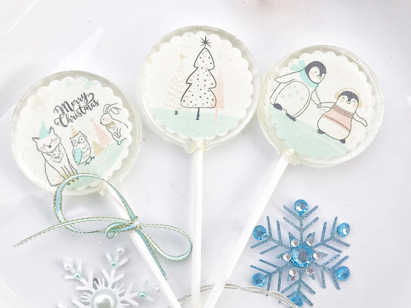 New! Christmas Lollipops - Holiday Lollipops - Christmas stocking-  Christmas Gift - Holiday Favors  - Lollipops -Set of 6